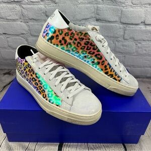P448 Jack Holographic Tiger Print Iridescent Sneakers White EU38 (US 7.5-8) NEW